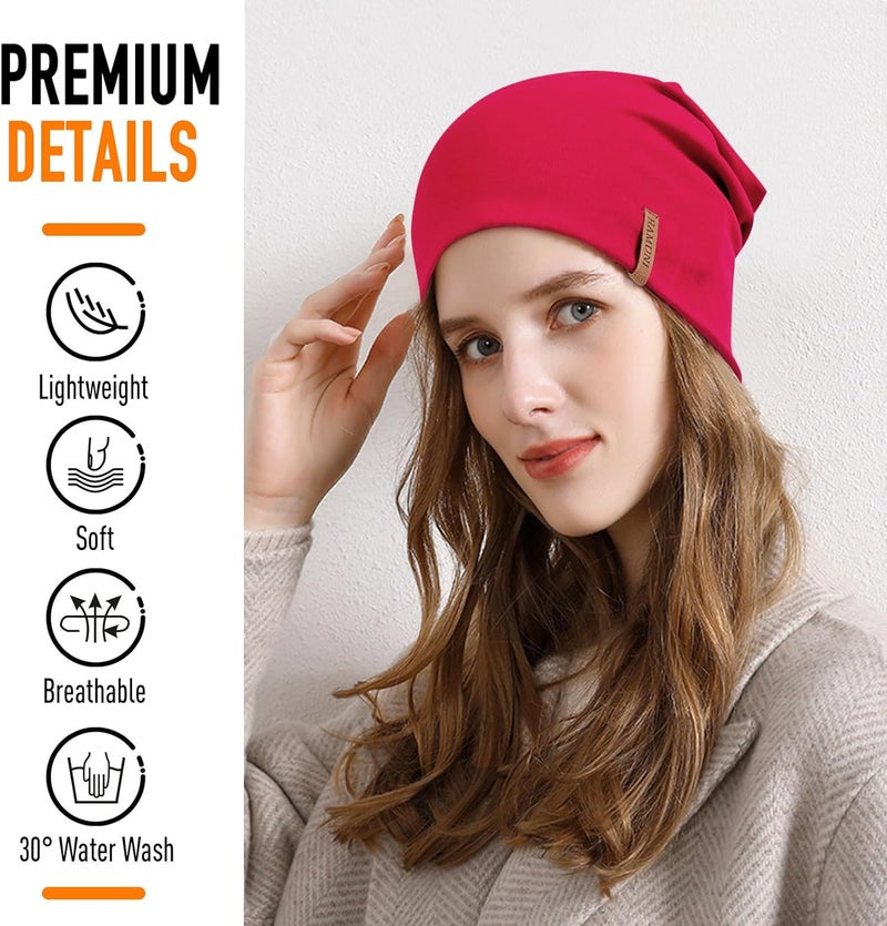 HAMUNI Slouchy Beanie for Women Cotton Beanies Hats Men Lightweight Soft Chemo Headwear Warm Skull Cap for All Seasons - Image 2